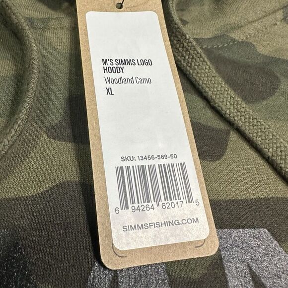 NEW Simms Men's XL Logo Hoodie Woodland Camo Graphic Pullover Fishing Relaxed - Picture 3 of 6